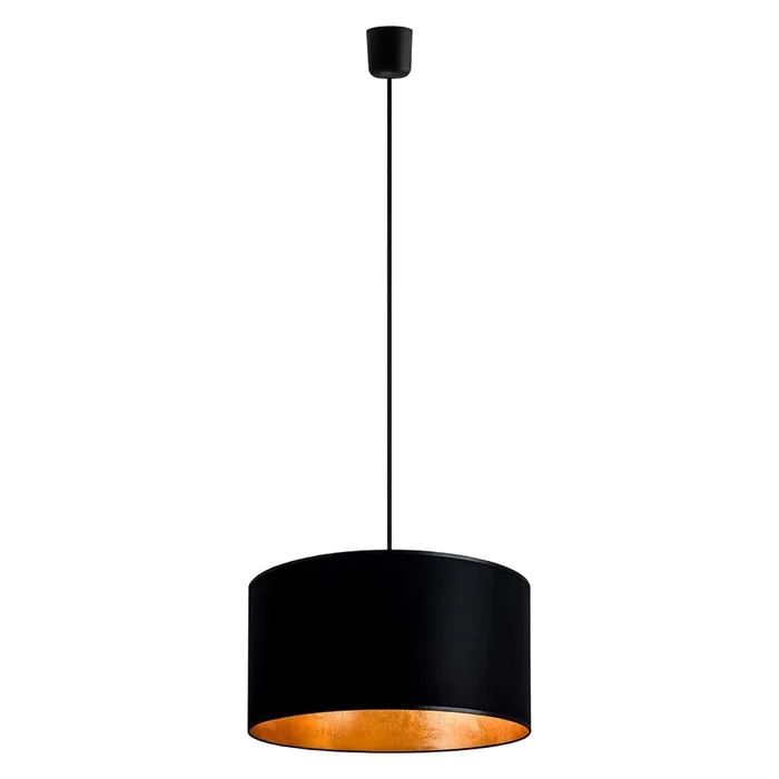 Plafoniera Nera/dorata, ø 36 cm, altezza totale 178 cm