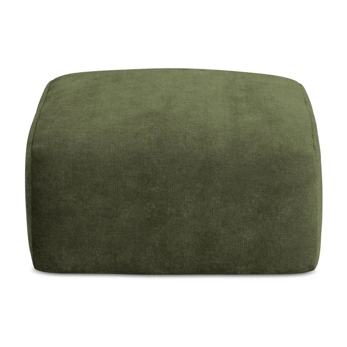 Poggiapiedi Leila Con rivestimento in ciniglia, verde, larghezza totale 65 cm, profondità totale 65 cm, altezza totale 40 cm