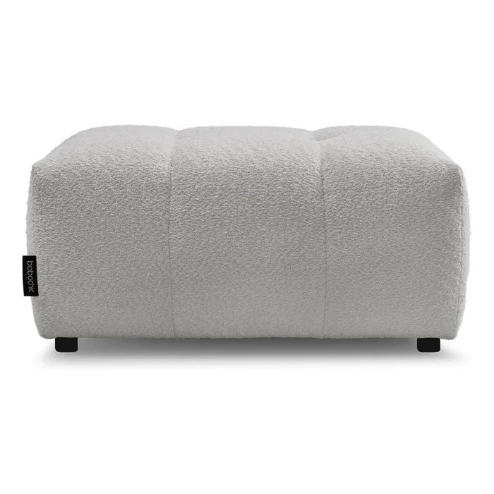 Poggiapiedi Roxelane Con rivestimento in bouclé, grigio chiaro, larghezza totale 96 cm, profondità totale 52 cm, altezza totale 46 cm