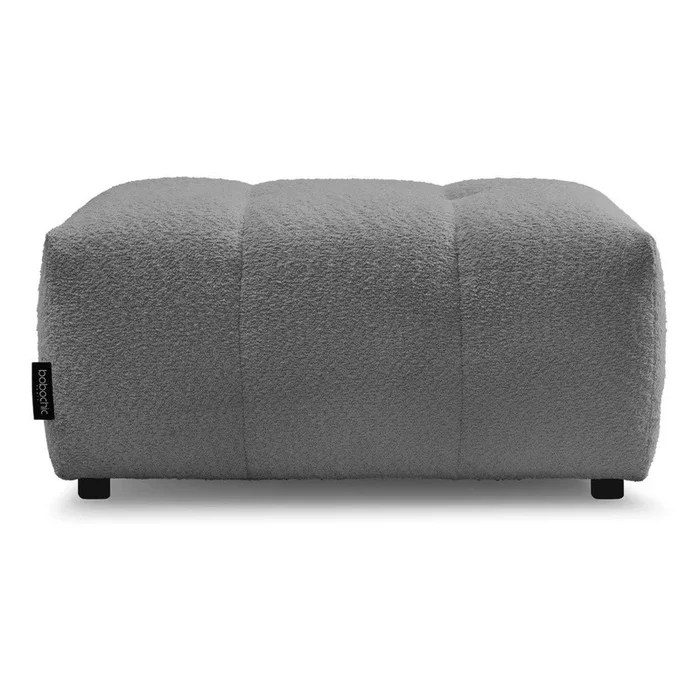 Poggiapiedi Roxelane Con rivestimento in bouclé, grigio, larghezza totale 96 cm, profondità totale 52 cm, altezza totale 46 cm