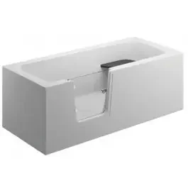 Polimat Vovo vasca da bagno rettangolare con porta 160×75 cm bianco 00741