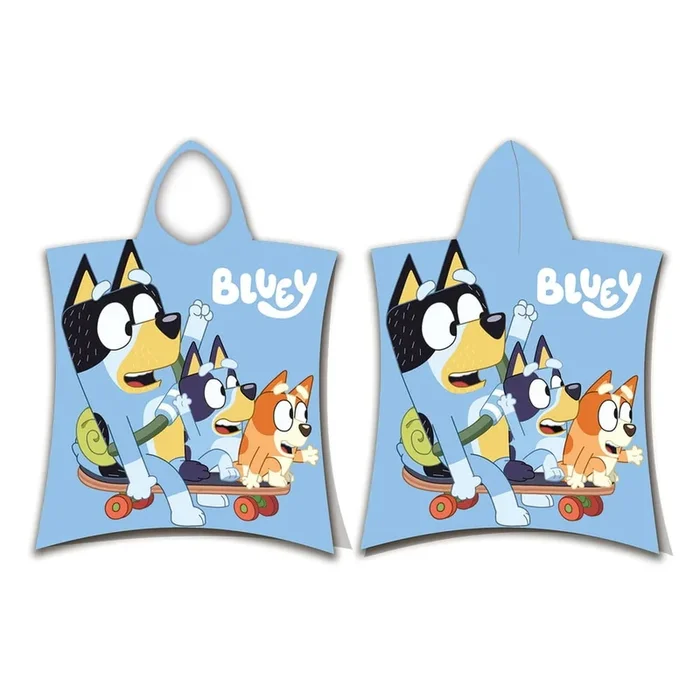 Poncho per bambini Bluey Skate 3-8 anni, in cotone, blu