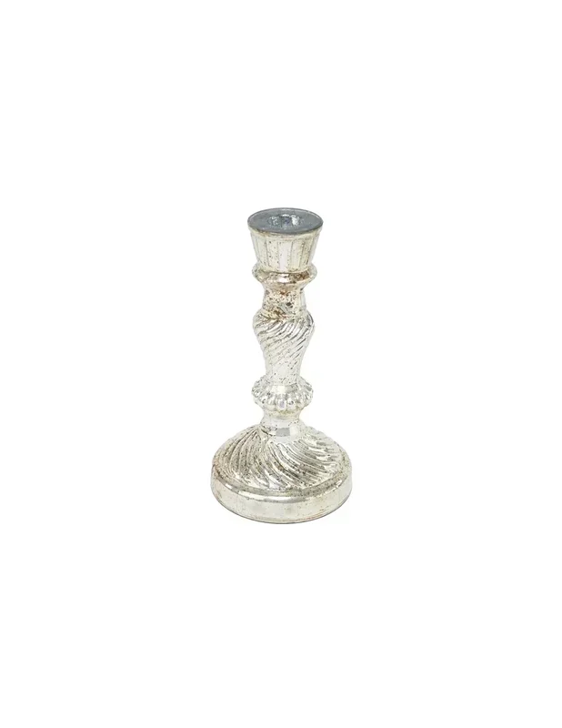 PORTACANDELA AVORIO ANTICO H.20CM VETRO