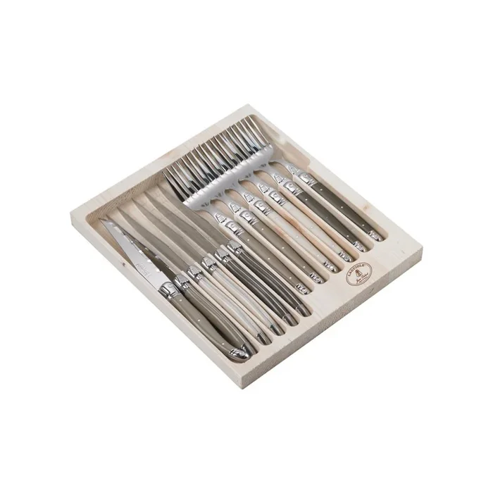 Posate 12 pz, in acciaio inox/in plastica, grigie