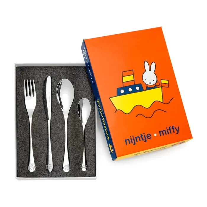 Posate per bambini Miffy 4 pz, in acciaio inox, argentata