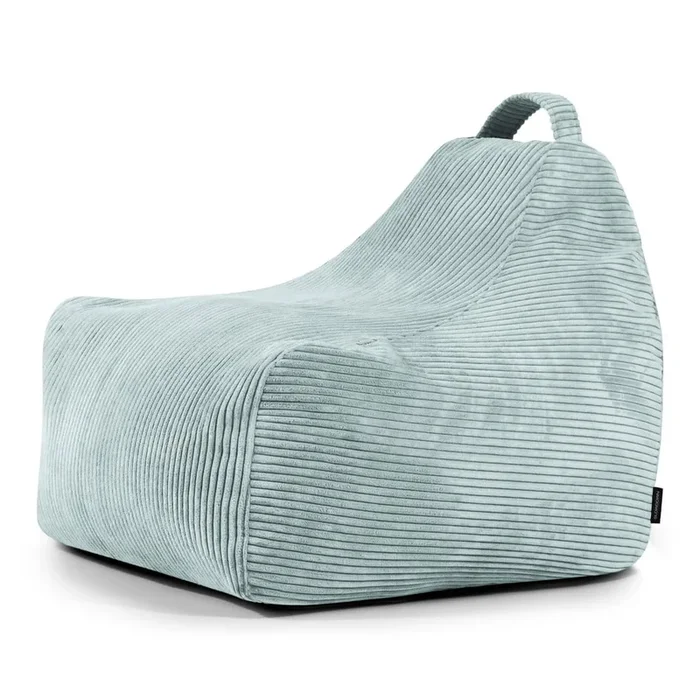 Pouf a sacco per bambini Game Amuse Con rivestimento in velluto a coste, color menta, larghezza totale 75 cm, profondità totale 75 cm, peso 5 kg