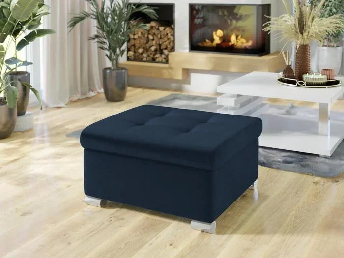 Pouf Comfivo 115, Blu, 41x68x70cm, Arazzo, Gambe: Plastica
