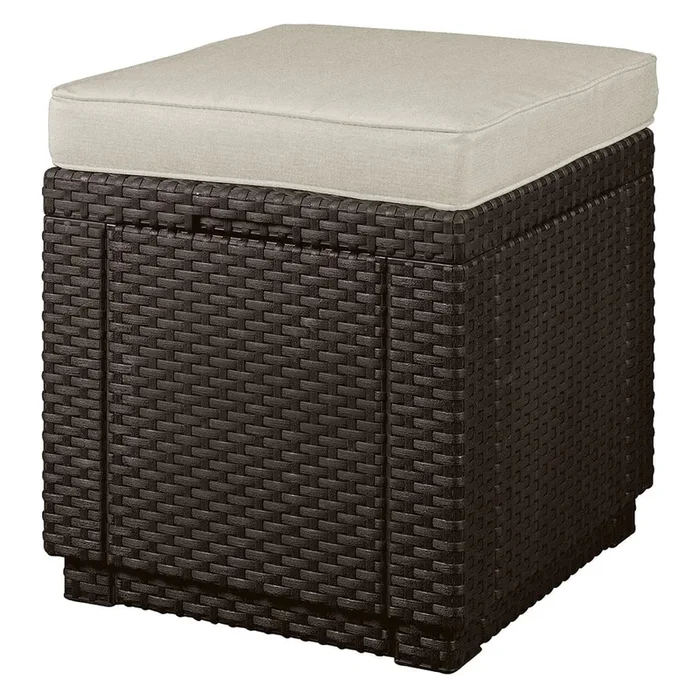 Pouf da giardino Cube Marrone scuro, altezza totale 39 cm
