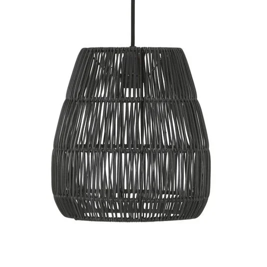 PR Home Lampada a sospensione Saigon, effetto rattan, nero, Ø 28 cm