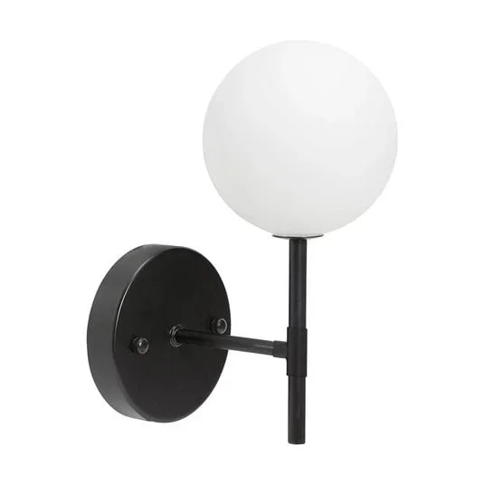 PR Home Sigma S applique, nero/opal, 1 luce 25 cm vetro