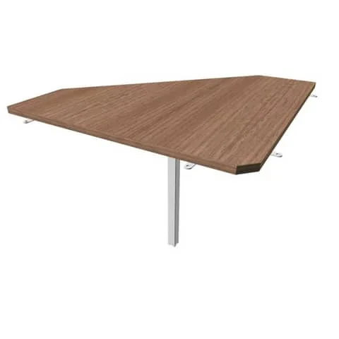 QUADRIFOGLIO – Raccordo 90° piano noce canaletto 84x84xh.75 cm gamba in acciaio argento per scrivanie practika p4 – ECRA9004-NO-A