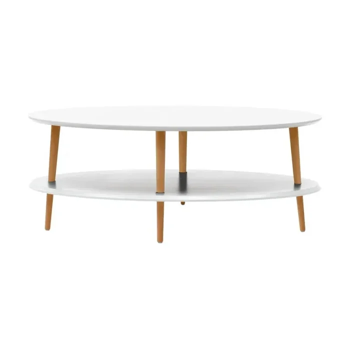 RagabaTavolino da salotto OvoBianco, 70×110 cm, altezza totale 45 cm