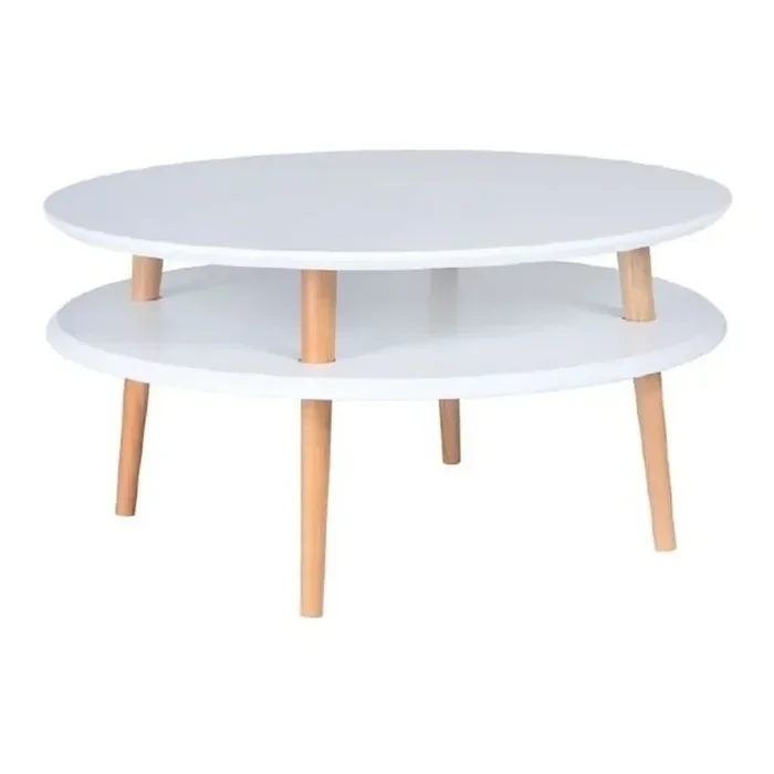 RagabaTavolino da salotto UfoBianco, ø 70 cm, altezza totale 35 cm