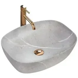 Rea Freja Grey lavabo 50×38.5 cm ovale da appoggio grigio/pietra REA-U6648