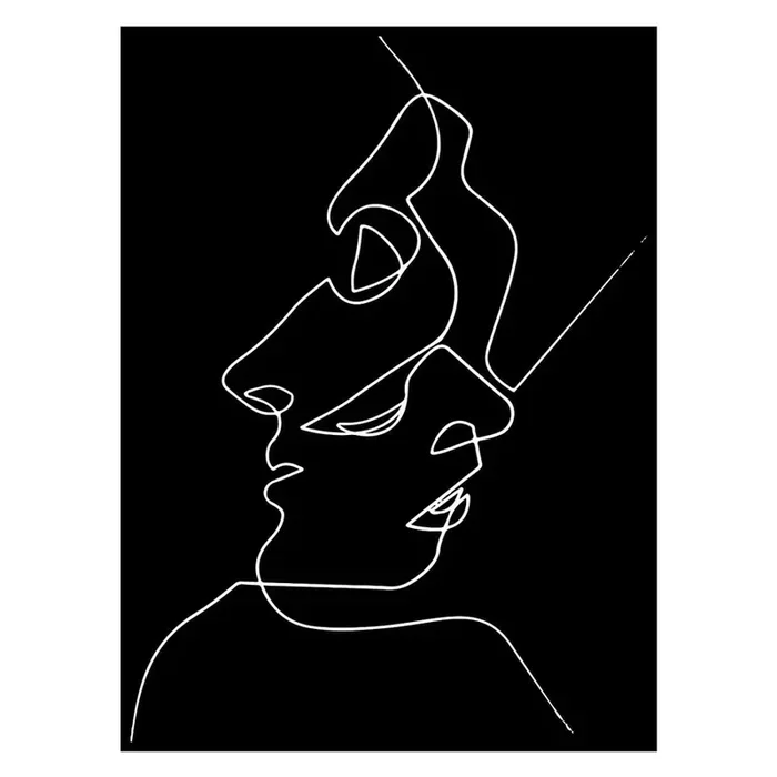 RizzoliTappeto Abstract FacesLavabile, sintetico, a pelo piatto, nero, 80×140 cm