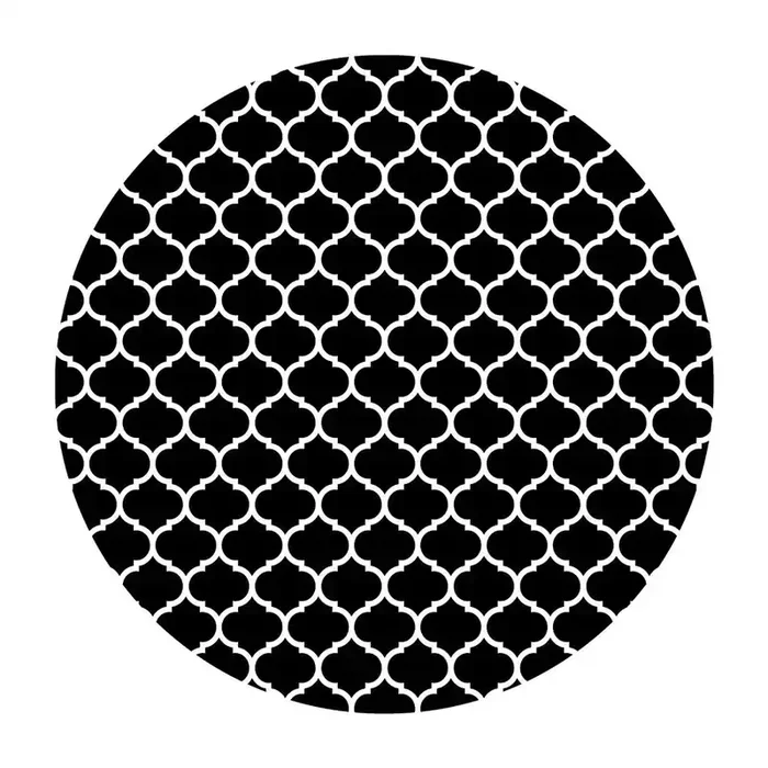 RizzoliTappeto GeometryLavabile, sintetico, a pelo piatto, rotondo, bianco/nero, ø 100 cm
