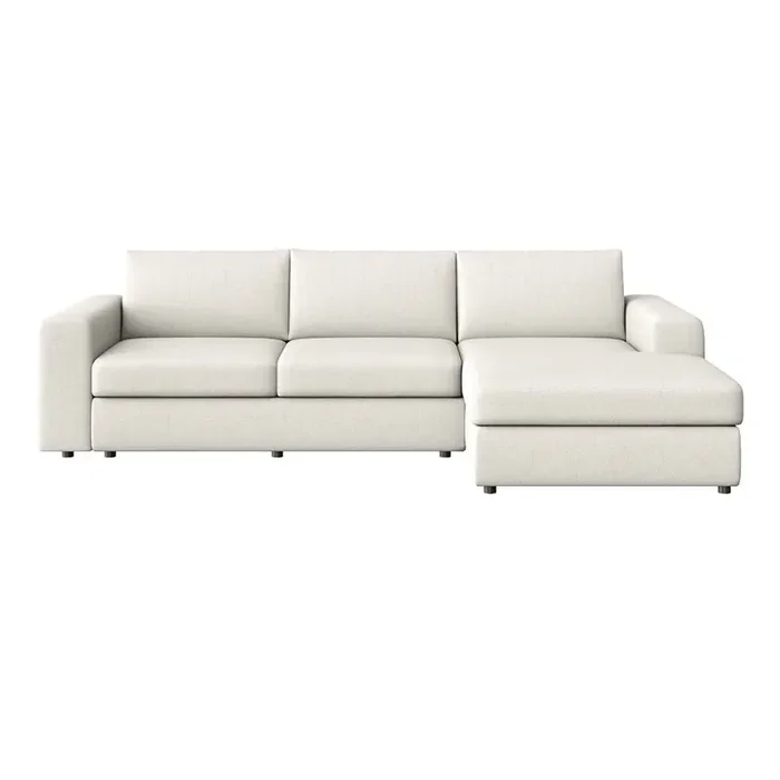 RodierDivano angolare BagaCon penisola a destra/con chaise lounge, color crema, a quattro posti, larghezza totale 304 cm