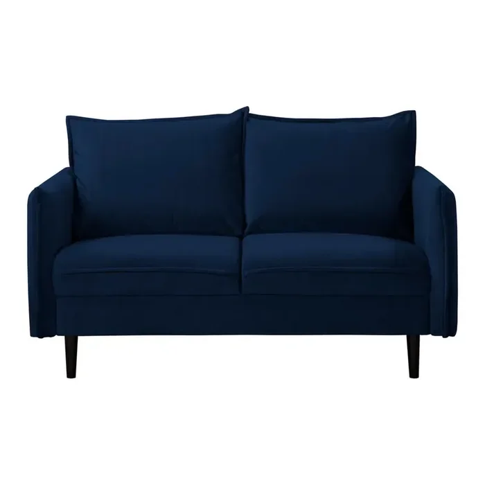 RopezDivano JuliCon rivestimento in velluto, blu scuro, a due posti, larghezza totale 138 cm