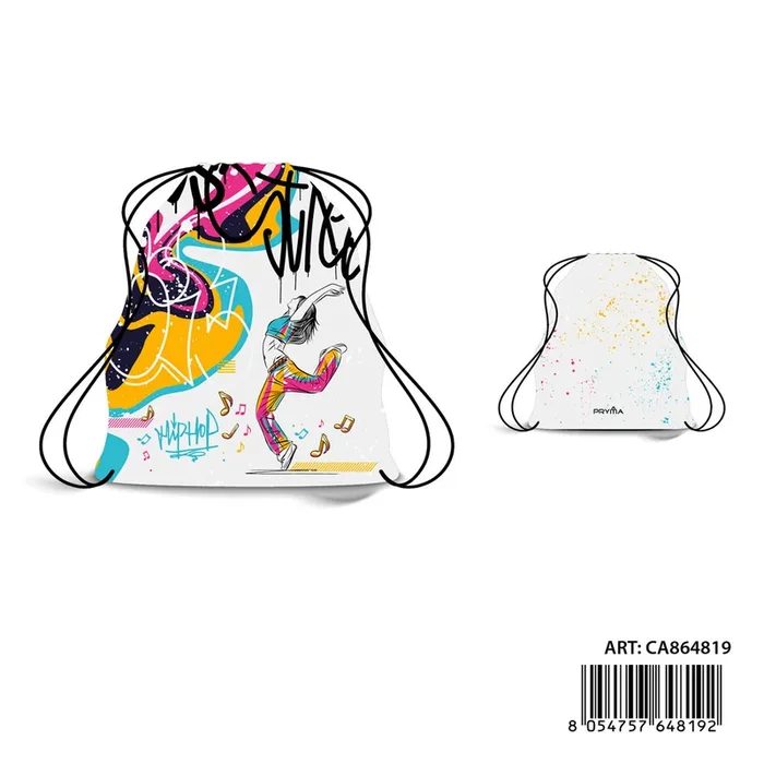 Sacca Hip Hop Pryma 34x43cm Bianco/Celeste