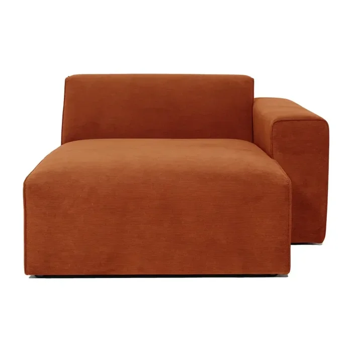 ScandicParte divano componibile StingCon penisola a destra, con rivestimento in velluto a coste, arancione, larghezza totale 123 cm