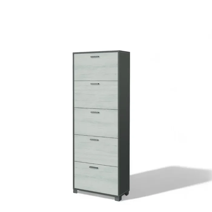 Scarpiera salvaspazio 5 ante MDF bianco profondità 29 cm titanio e quercia ideale per organizzazione ingresso casa