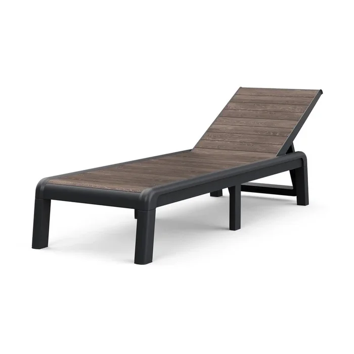 Sdraio da giardino Deco Porto Regolabile/pieghevole, in plastica, marrone scuro, portata 110 kg, larghezza totale 58 cm, altezza totale 34,5 cm, profondità totale 191,5 cm