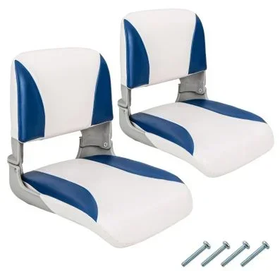 Sedia da barca con copertura impermeabile in PVC, Sedia da capitano pieghevole imbottita con schienale basso Blu