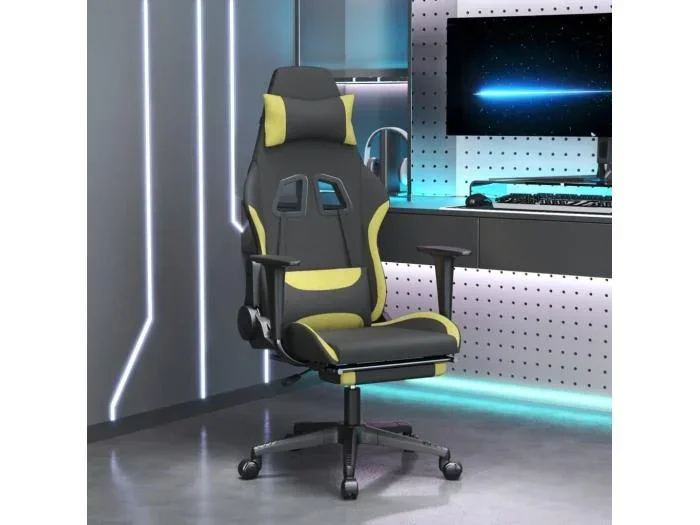 Sedia da gaming con poggiapiedi Nera e verde chiaro