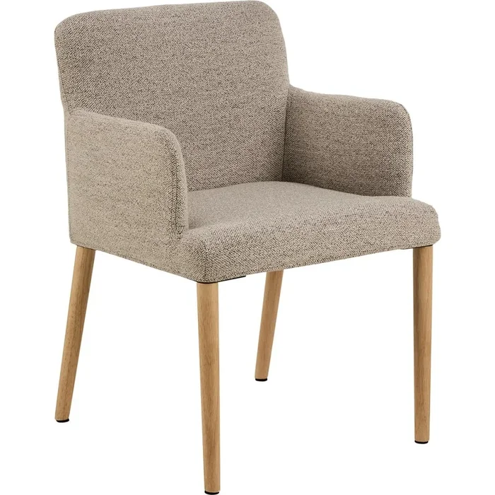Sedia da pranzo Zoe Con braccioli, in imbottito, con rivestimento in bouclé, beige