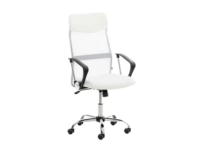 Sedia da ufficio – Finta pelle & Metallo in look cromato – bianco – Washington