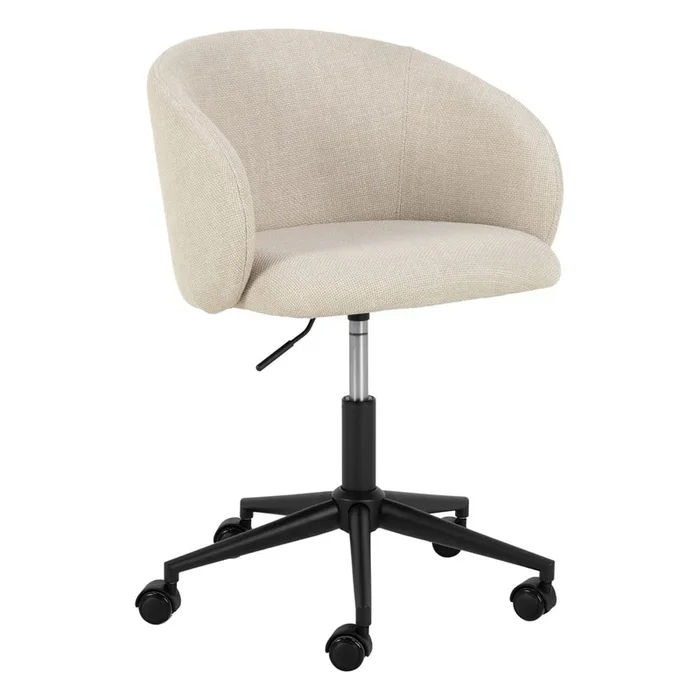 Sedia da ufficio Eleanor In imbottito, con ruote/con altezza regolabile/con braccioli, beige, portata 110 kg, altezza della seduta 47,5-56 cm