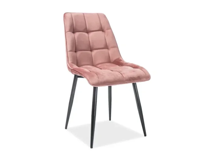 Sedia Harriet in velluto rosa con gambe nere