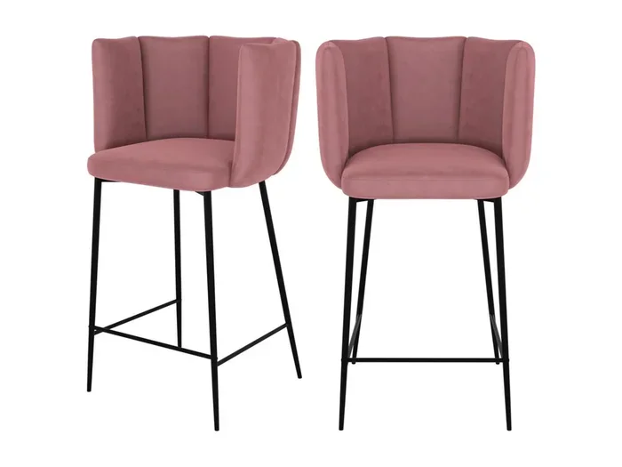 Sedia per isola centrale in velluto rosa antico 65 cm (set di 2) – Rosy
