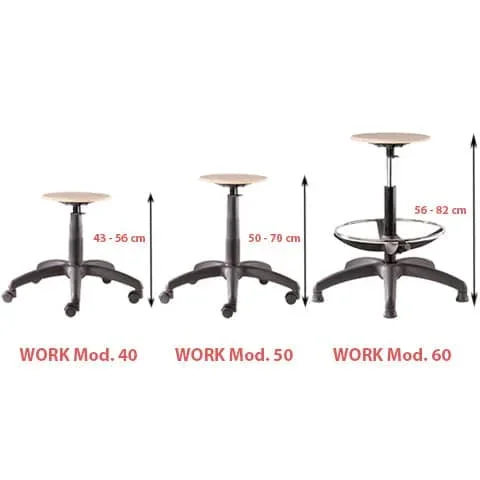 SEDITALY – Sgabello tecnico work wood 50 tondello in faggio e base in nylon medio – LBHSF0000L119