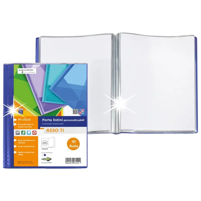 SEI-ROTA – Portalistini personalizzabile asso ti 15x21cm 40 buste blu sei rota – 57264007