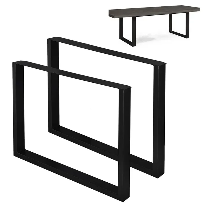 Set 2 Gambe Piedi Tavolo Pranzo Scrivania 90×72 Metallo Design Moderno Nero