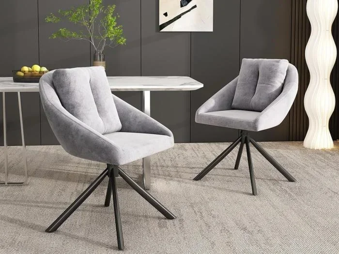 Set 2 sedie girevoli Velvet – struttura in metallo – Grigio