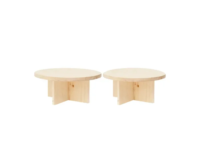 Set 2 tavolo basso rotondi in legno in tono naturale Ø80cm e Ø60cm – TOKYO