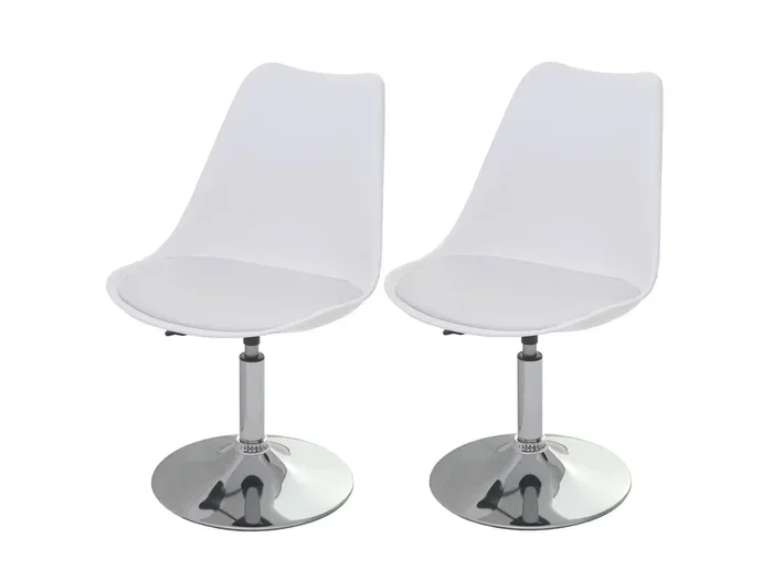 Set 2x sedie girevoli moderno elegante Malmoe T501 acciaio cromato ecopelle bianco