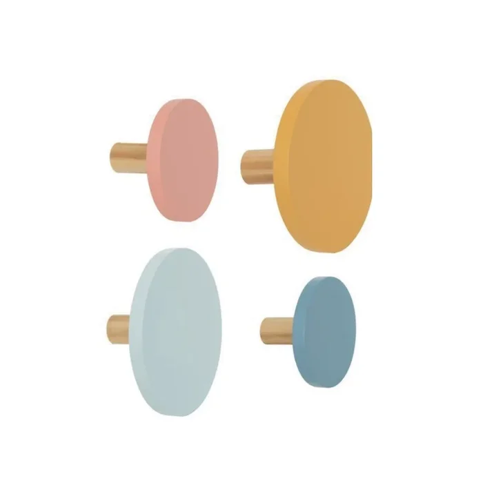 Set 4 Appendini da Parete per Bambini “Aisie” ‚Äì 9×9 cm ‚Äì MDF