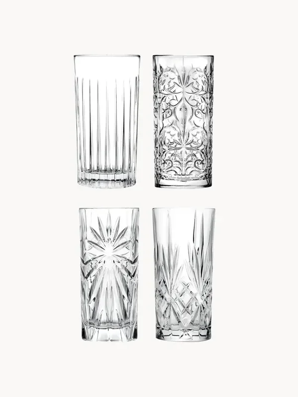 Set 4 bicchieri long drink in cristallo Bichiera