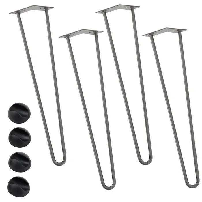 Set 4 Gambe Piedi Tavolo Pranzo Scrivania 60cm Metallo Design Moderno Grigio