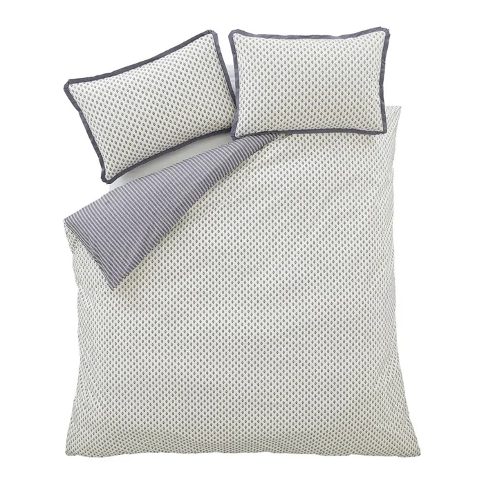 Set copripiumino e federa Amelie Per letto matrimoniale/per letto esteso, 3 pezzi, con chiusura con bottoni, reversibile, in percalle di cotone, con fantasia a strisce/con fantasia ornamentale, 230×220 cm