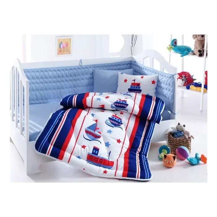 Set copripiumino e federa Con chiusura con bottoni/con chiusura a busta, bianco/blu