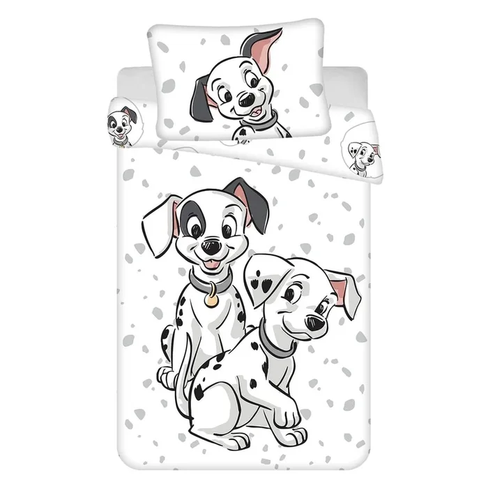 Set copripiumino e federa da bambini 101 Dalmatians Per culla, reversibile, con chiusura con cerniera, bianco, in cotone, 100×135 cm
