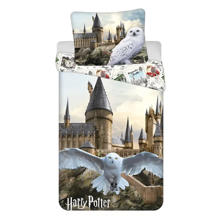 Set copripiumino e federa da bambini Harry Potter “Hedwig” Per letto singolo, reversibile, con chiusura con cerniera, in cotone, 140×200 cm