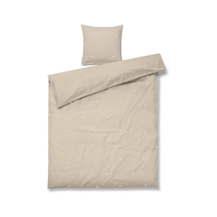 Set copripiumino e federa Daisy Per letto singolo, con chiusura con bottoni, di lusso, in percalle di cotone, a fiori, beige, 140×200 cm