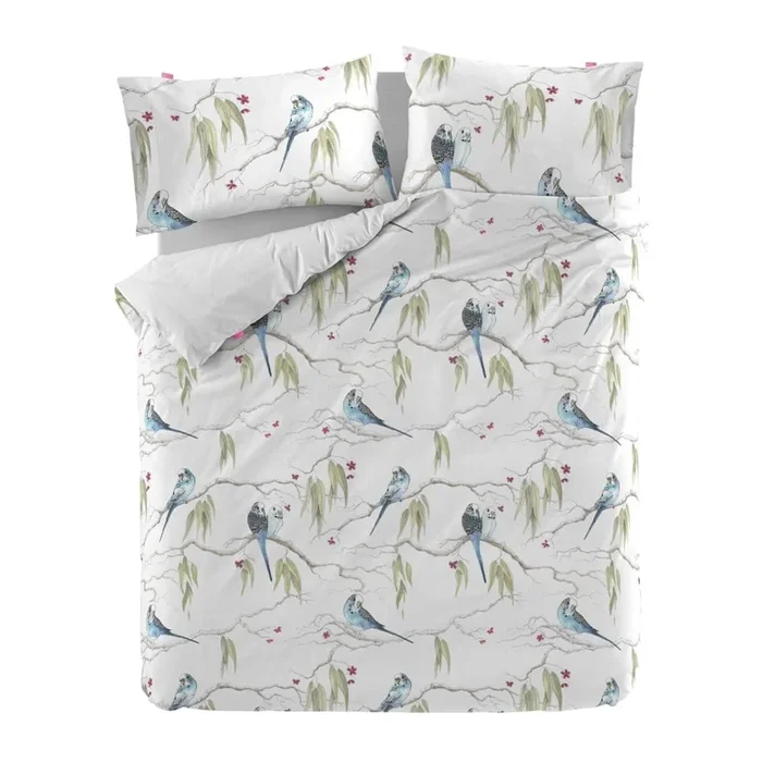 Set copripiumino e federa Eucalyptus Per letto singolo, con chiusura con bottoni, con stampe/a fiori, 140×200 cm