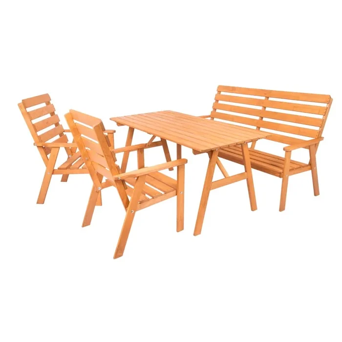 Set da pranzo da giardino Sylva Per 4 persone, in legno massiccio, di colore naturale