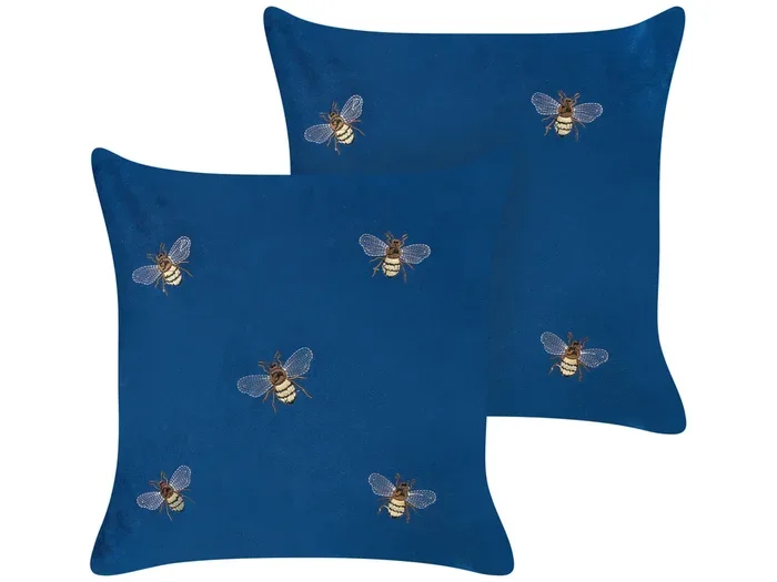 Set di 2 cuscini velluto blu 45 x 45 cm TALINUM